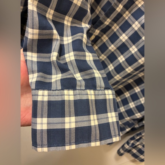 Orvis Shirt Mens Large TALL Classic Fit Wrinkle Free Plaid Two Yellow Blue - Picture 5 of 16
